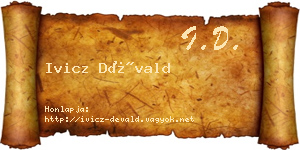 Ivicz Dévald névjegykártya